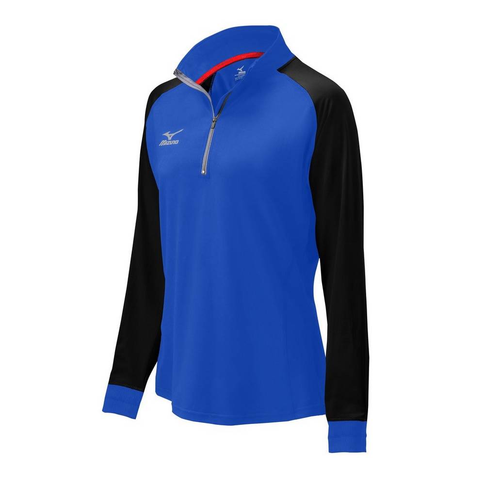 Mizuno Prime 1/2 Cipzáros Női Jacke Királykék/Fekete SIT560298